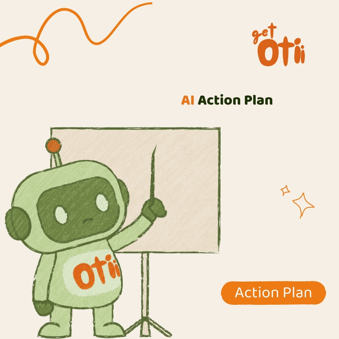Otii mascot showing on a board